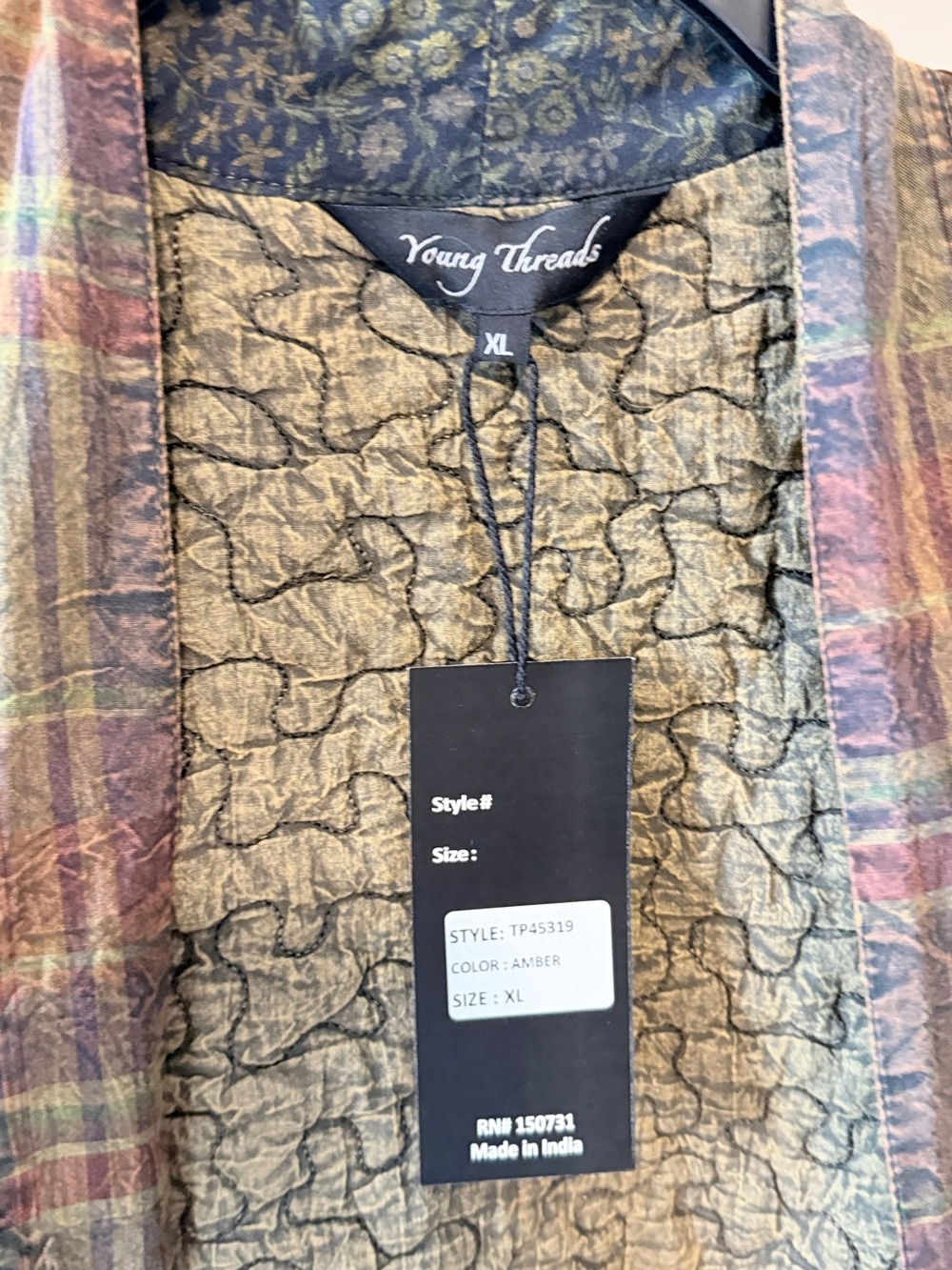 Boho Patchwork Draped Cape Jacket in Olive Multi - Picture 11 of 14